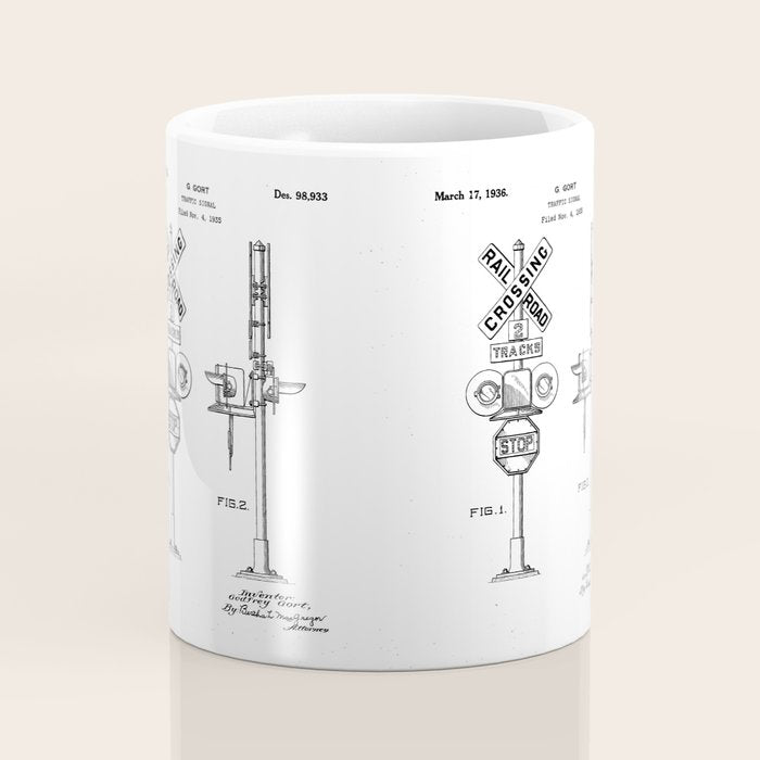 Railroad Crossing Patent - Train Crossing Art - Antique Coffee Mug Gallery Image 4