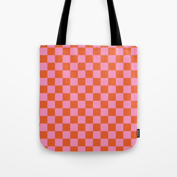 Pink Checker Pattern Tote Bag Gallery Image 1