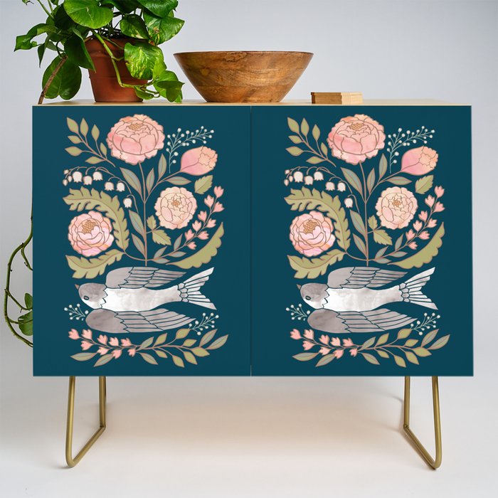 Peony Garden Dove Credenza Gallery Image 1