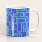 Mid Century Modern Piquet Abstract Multi Pattern in Cobalt and Sea Blue Coffee Mug Gallery Image 1