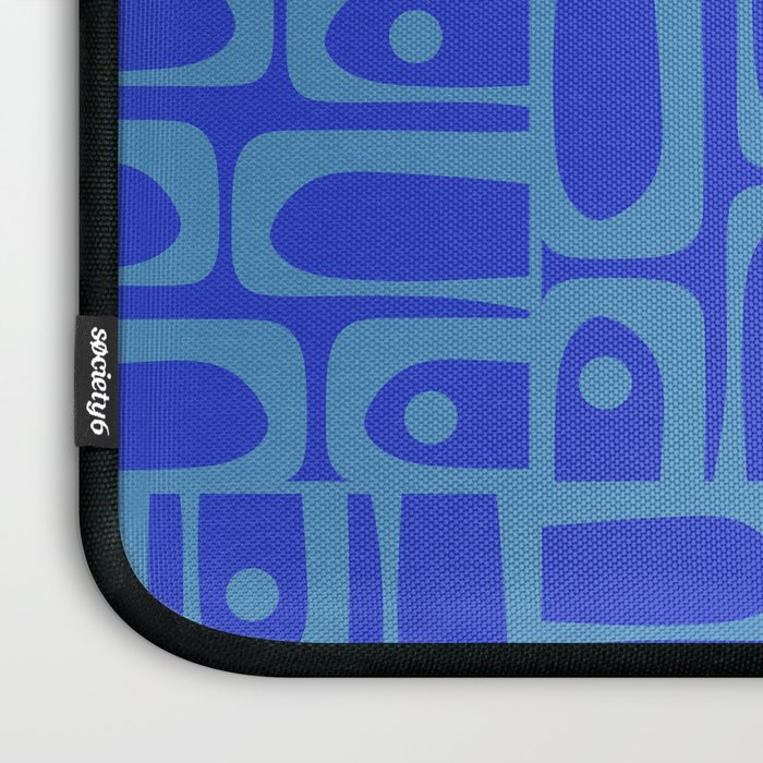 Mid Century Modern Piquet Abstract Multi Pattern in Cobalt and Sea Blue Laptop Sleeve Gallery Image 3