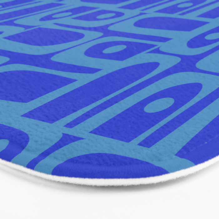 Mid Century Modern Piquet Abstract Multi Pattern in Cobalt and Sea Blue Bath Mat Gallery Image 3