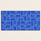 Mid Century Modern Piquet Abstract Multi Pattern in Cobalt and Sea Blue Desk Mat Gallery Image 3