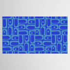 Mid Century Modern Piquet Abstract Multi Pattern in Cobalt and Sea Blue Tablecloth Gallery Image 2