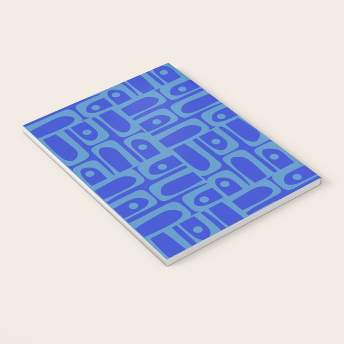 Mid Century Modern Piquet Abstract Multi Pattern in Cobalt and Sea Blue Notebook Gallery Image 3