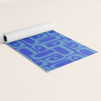 Mid Century Modern Piquet Abstract Multi Pattern in Cobalt and Sea Blue Yoga Mat Gallery Image 2