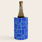 Mid Century Modern Piquet Abstract Multi Pattern in Cobalt and Sea Blue Wine Chiller Gallery Image 3