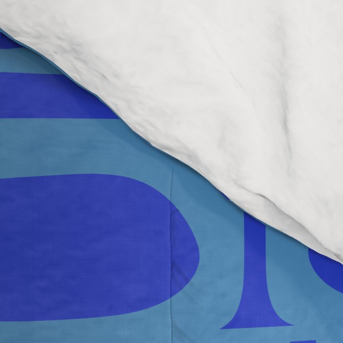 Mid Century Modern Piquet Abstract Multi Pattern in Cobalt and Sea Blue Comforter Gallery Image 4