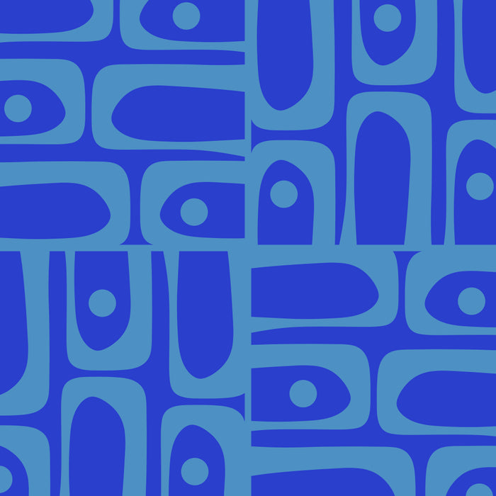 Mid Century Modern Piquet Abstract Multi Pattern in Cobalt and Sea Blue Coffee Mug Gallery Image 2