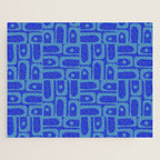 Mid Century Modern Piquet Abstract Multi Pattern in Cobalt and Sea Blue Jigsaw Puzzle Gallery Image 1