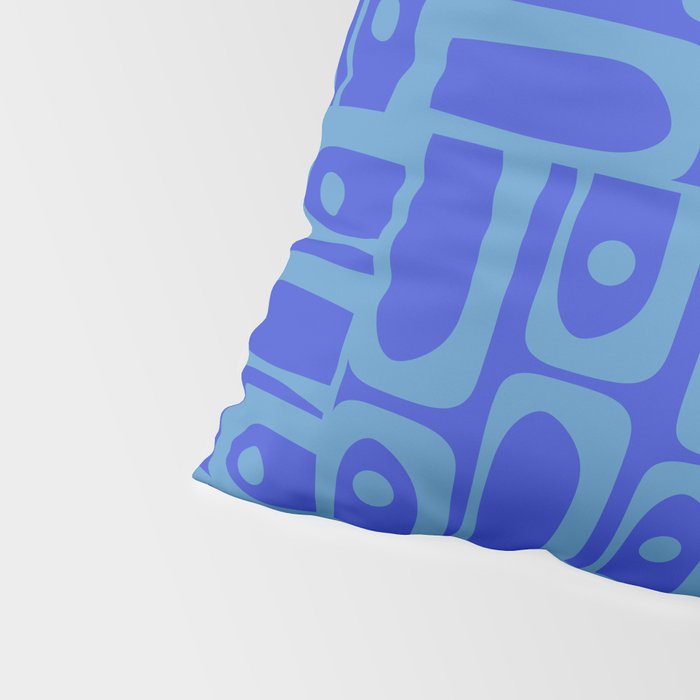 Mid Century Modern Piquet Abstract Multi Pattern in Cobalt and Sea Blue Pillow Sham Gallery Image 4