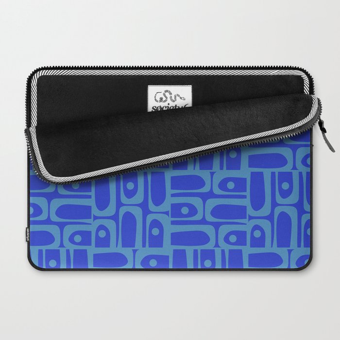 Mid Century Modern Piquet Abstract Multi Pattern in Cobalt and Sea Blue Laptop Sleeve Gallery Image 2