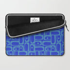 Mid Century Modern Piquet Abstract Multi Pattern in Cobalt and Sea Blue Laptop Sleeve Gallery Image 2