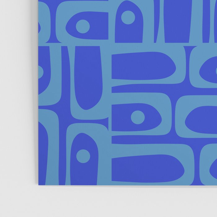 Mid Century Modern Piquet Abstract Multi Pattern in Cobalt and Sea Blue Poster Gallery Image 3