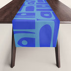 Mid Century Modern Piquet Abstract Multi Pattern in Cobalt and Sea Blue Table Runner Gallery Image 1