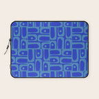 Mid Century Modern Piquet Abstract Multi Pattern in Cobalt and Sea Blue Laptop Sleeve Gallery Image 1