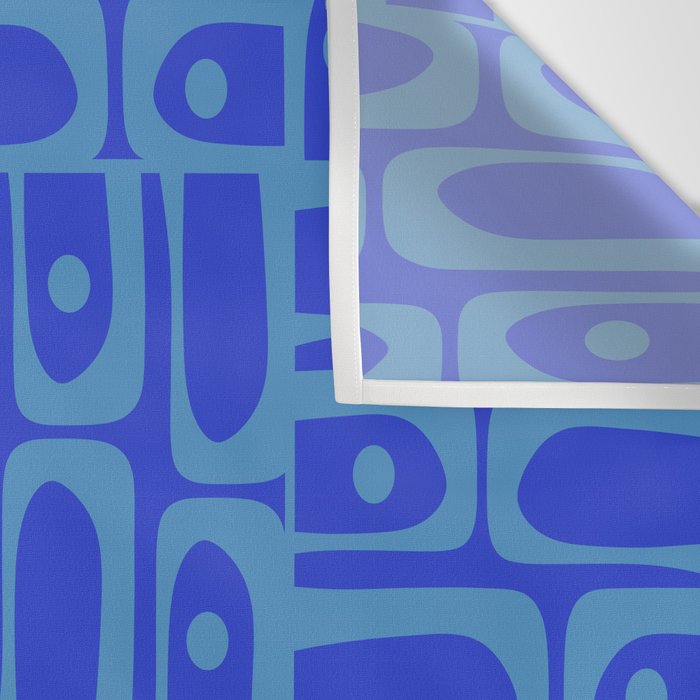 Mid Century Modern Piquet Abstract Multi Pattern in Cobalt and Sea Blue Wall Tapestry Gallery Image 3