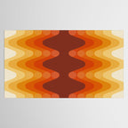 Retro 70s Style Geometric Sonic Wave Pattern 222 Orange Brown and Yellow Tablecloth Gallery Image 2