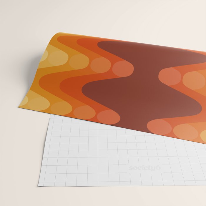 Retro 70s Style Geometric Sonic Wave Pattern 222 Orange Brown and Yellow Wrapping Paper Gallery Image 2