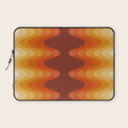 Retro 70s Style Geometric Sonic Wave Pattern 222 Orange Brown and Yellow Laptop Sleeve Gallery Image 1