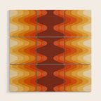 Retro 70s Style Geometric Sonic Wave Pattern 222 Orange Brown and Yellow Wood Wall Art Gallery Image 1