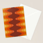Retro 70s Style Geometric Sonic Wave Pattern 222 Orange Brown and Yellow Stationery Card Gallery Image 2