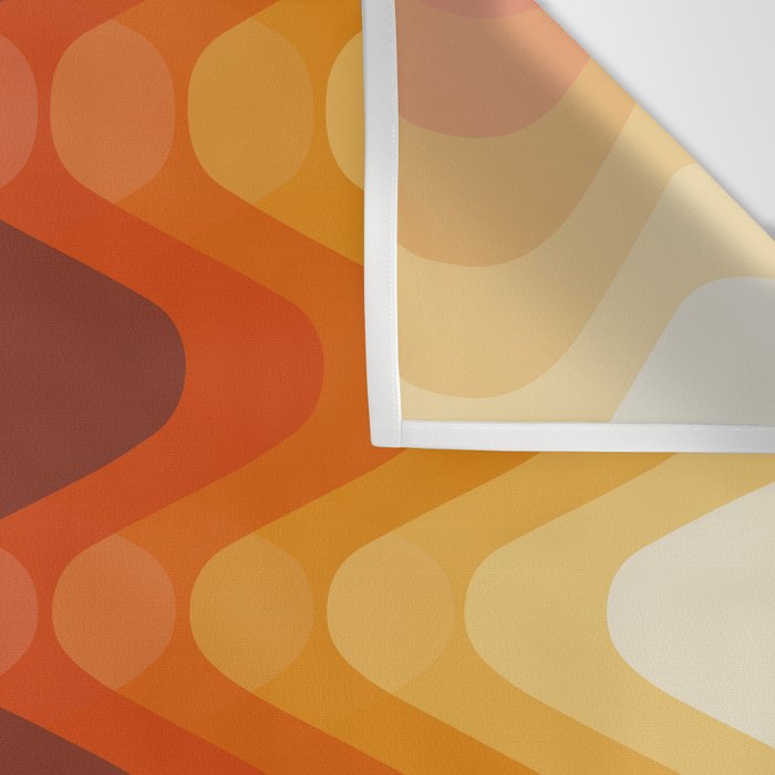 Retro 70s Style Geometric Sonic Wave Pattern 222 Orange Brown and Yellow Wall Tapestry Gallery Image 3