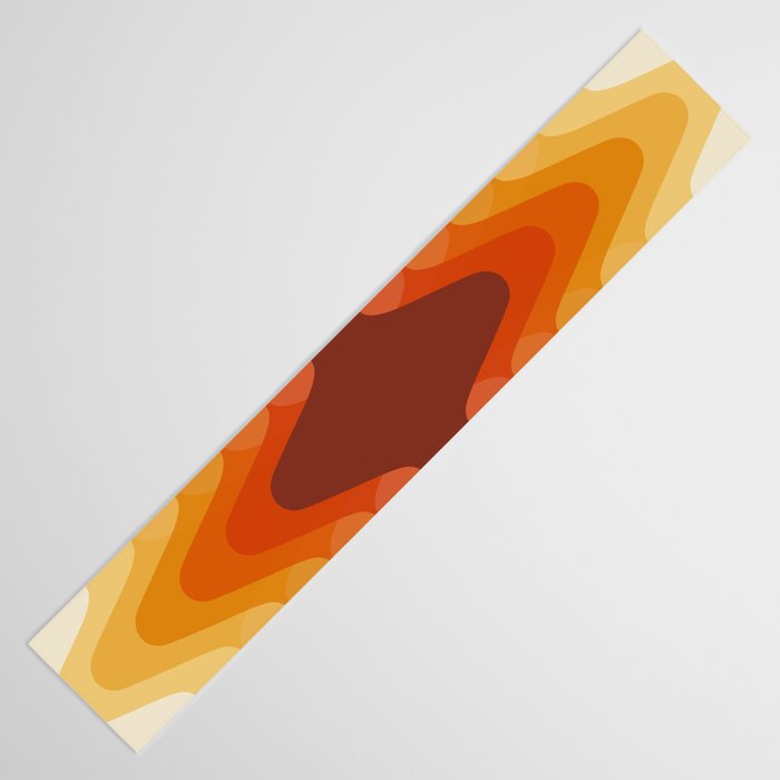 Retro 70s Style Geometric Sonic Wave Pattern 222 Orange Brown and Yellow Table Runner Gallery Image 3