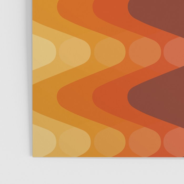 Retro 70s Style Geometric Sonic Wave Pattern 222 Orange Brown and Yellow Poster Gallery Image 3