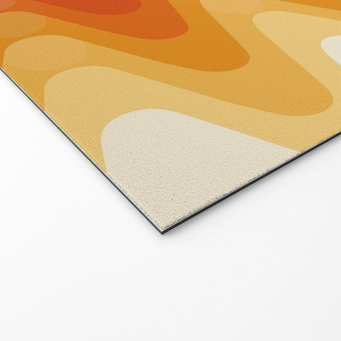 Retro 70s Style Geometric Sonic Wave Pattern 222 Orange Brown and Yellow Welcome Mat Gallery Image 2