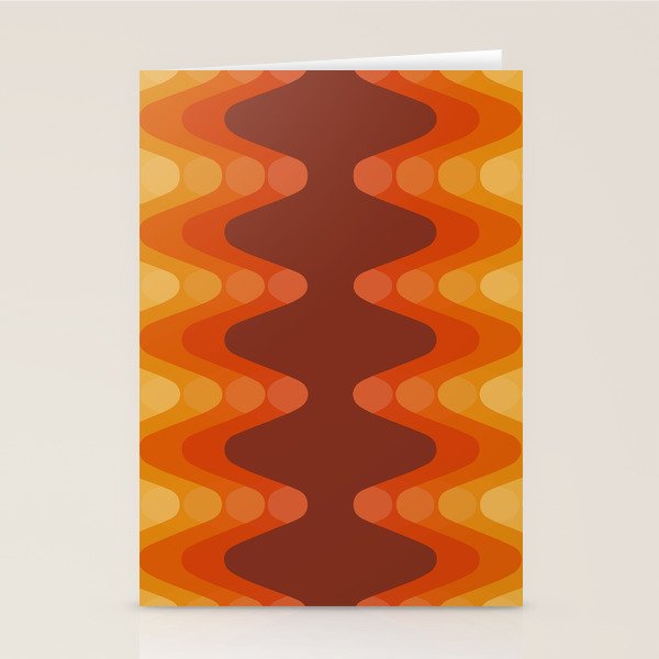 Retro 70s Style Geometric Sonic Wave Pattern 222 Orange Brown and Yellow Stationery Card Gallery Image 1