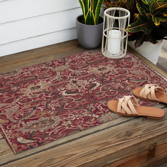 William Morris Bullerswood Red,No.2, Outdoor Rug Gallery Image 2