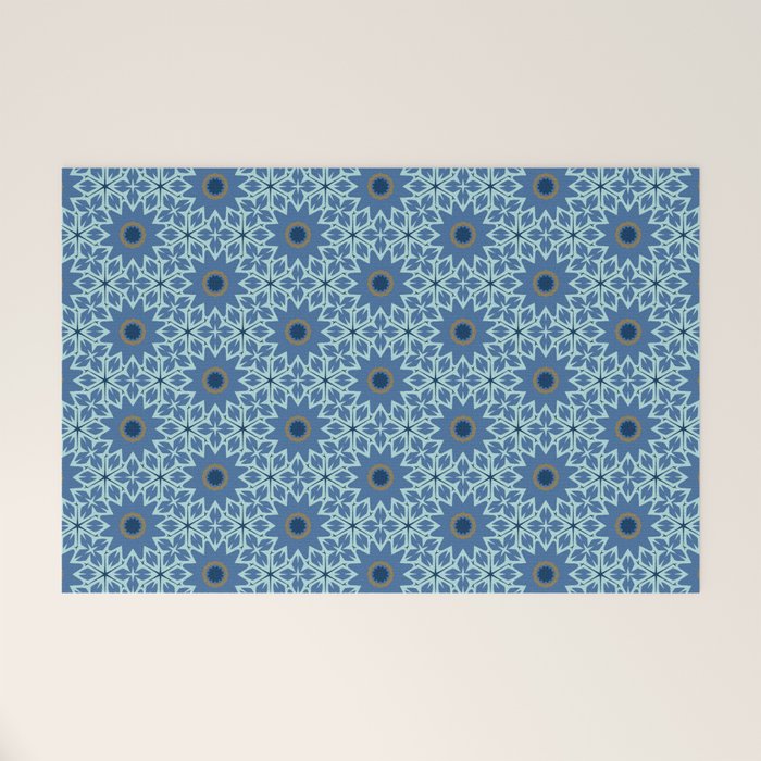 Midnight Blue Starburst Mosaic Welcome Mat Gallery Image 1