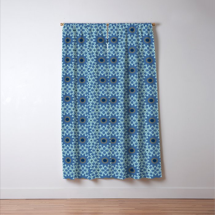 Midnight Blue Starburst Mosaic Window Curtain Gallery Image 3
