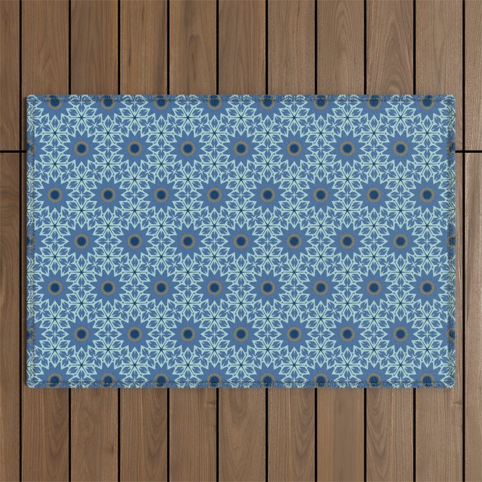 Midnight Blue Starburst Mosaic Outdoor Rug Gallery Image 1