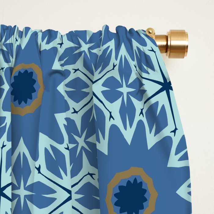 Midnight Blue Starburst Mosaic Window Curtain Gallery Image 2