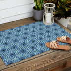 Midnight Blue Starburst Mosaic Outdoor Rug Gallery Image 2