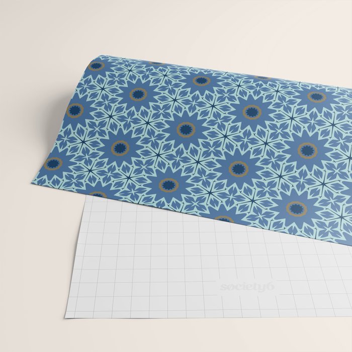 Midnight Blue Starburst Mosaic Wrapping Paper Gallery Image 2
