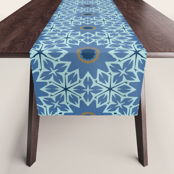 Midnight Blue Starburst Mosaic Table Runner Gallery Image 1