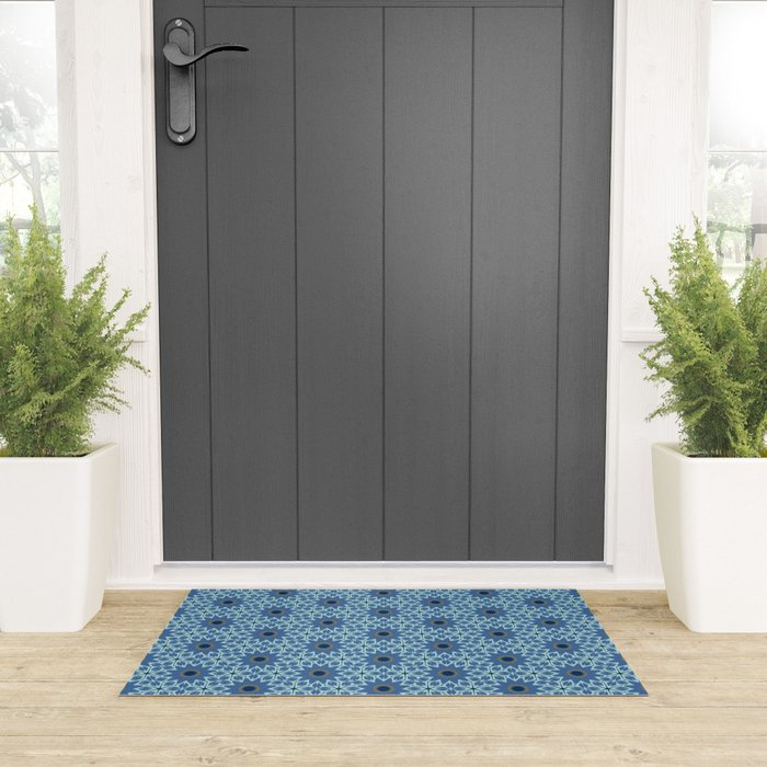 Midnight Blue Starburst Mosaic Welcome Mat Gallery Image 3