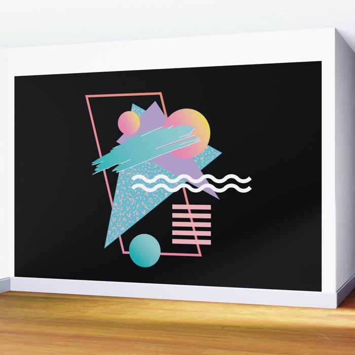 80s Retrowave Design - Memphis Pattern 135 Wall Mural Gallery Image 2
