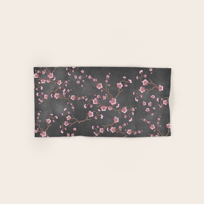 SAKURA LOVE - GRUNGE BLACK Bath Towel Gallery Image 1