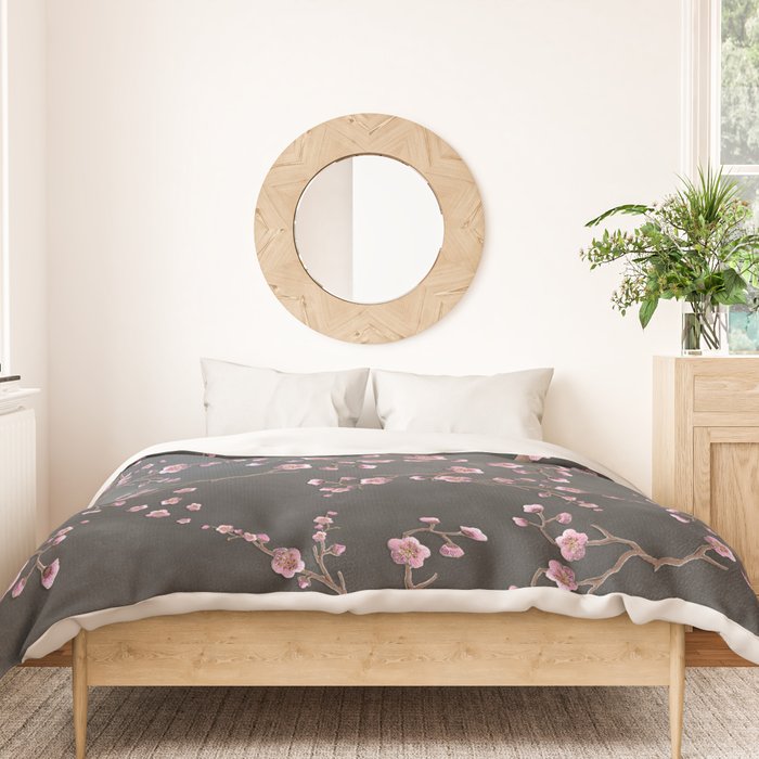 SAKURA LOVE - GRUNGE BLACK Duvet Cover Gallery Image 3