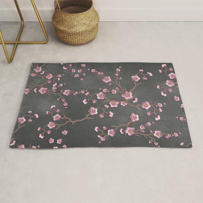 SAKURA LOVE - GRUNGE BLACK Rug Gallery Image 1