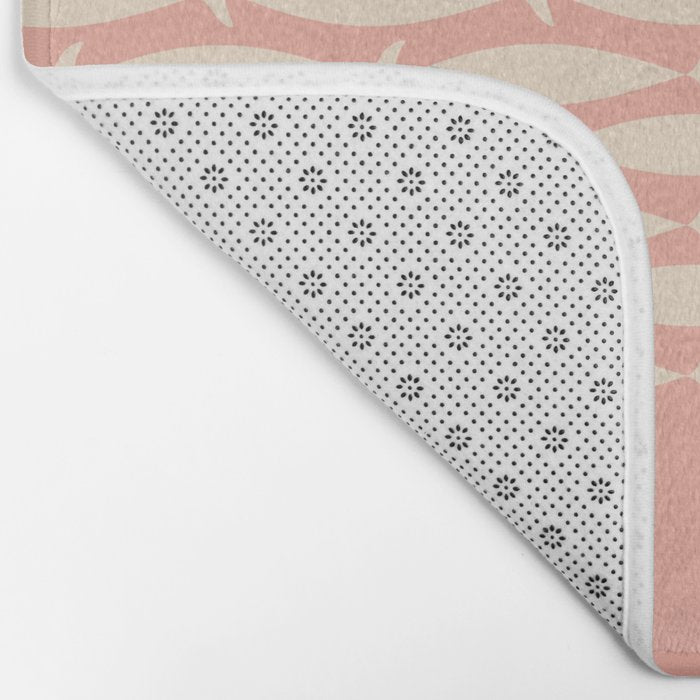 Mid Century Modern Fish Stripe Minimalist Pattern in Soft Blush Pink and Cream Bath Mat Gallery Image 2