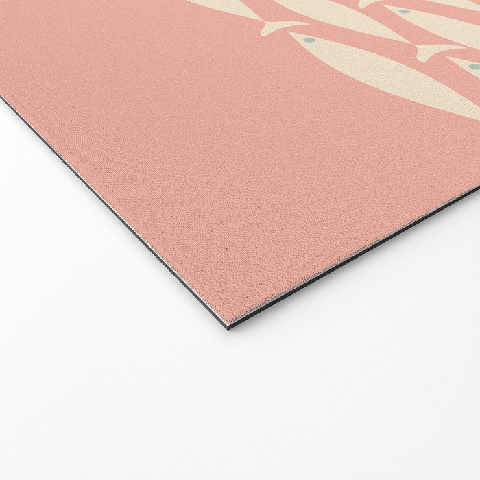 Mid Century Modern Fish Stripe Minimalist Pattern in Soft Blush Pink and Cream Welcome Mat Gallery Image 2