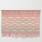 Mid Century Modern Fish Stripe Minimalist Pattern in Soft Blush Pink and Cream Wall Hanging Gallery Image 1