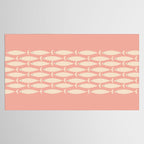 Mid Century Modern Fish Stripe Minimalist Pattern in Soft Blush Pink and Cream Tablecloth Gallery Image 2
