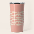 Mid Century Modern Fish Stripe Minimalist Pattern in Soft Blush Pink and Cream Travel Mug Gallery Image 1