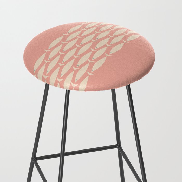 Mid Century Modern Fish Stripe Minimalist Pattern in Soft Blush Pink and Cream Stool Gallery Image 2